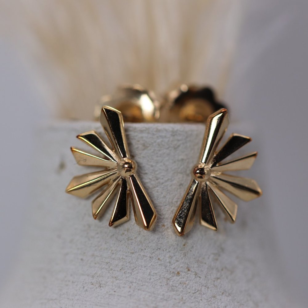 14K Solid Gold Sunstar Earrings - "Morning Light"